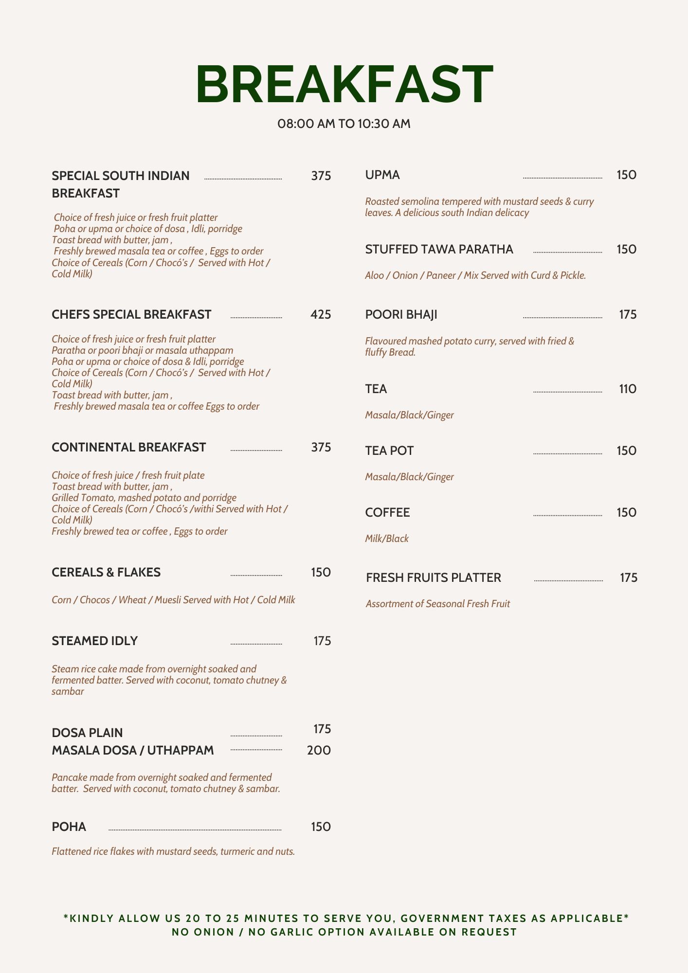 Menu Card