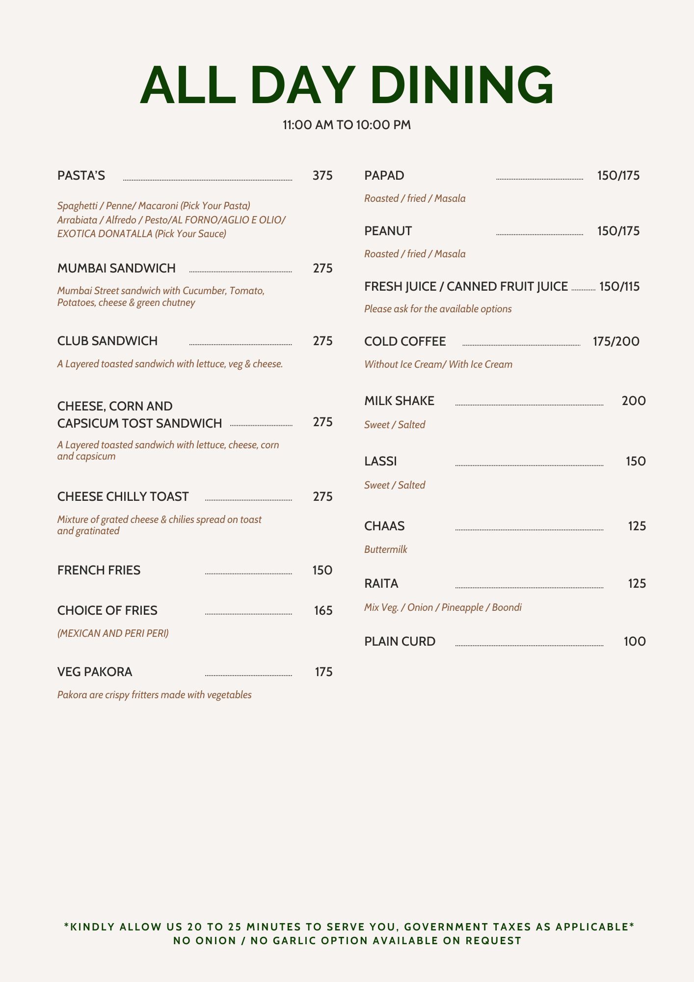 Menu Card