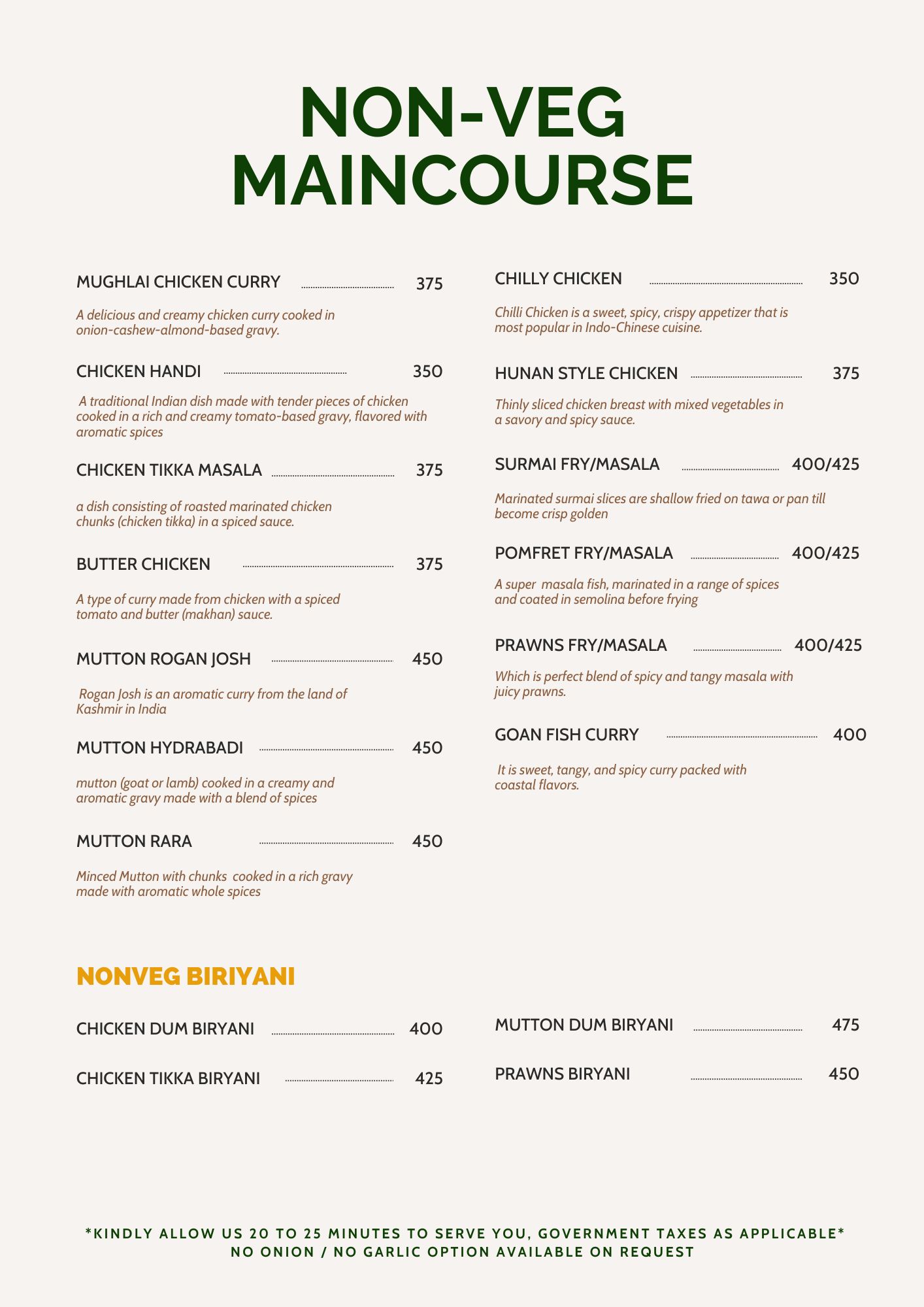 Menu Card